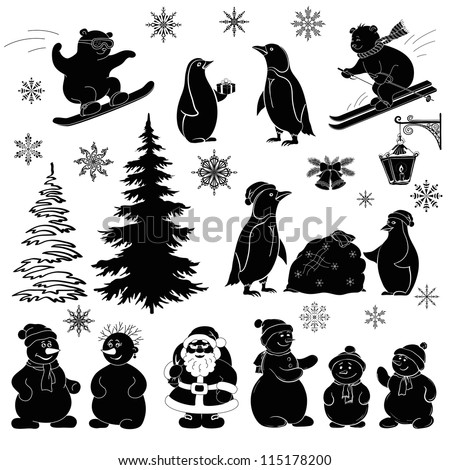 Cartoon Christmas Pictures Black And White