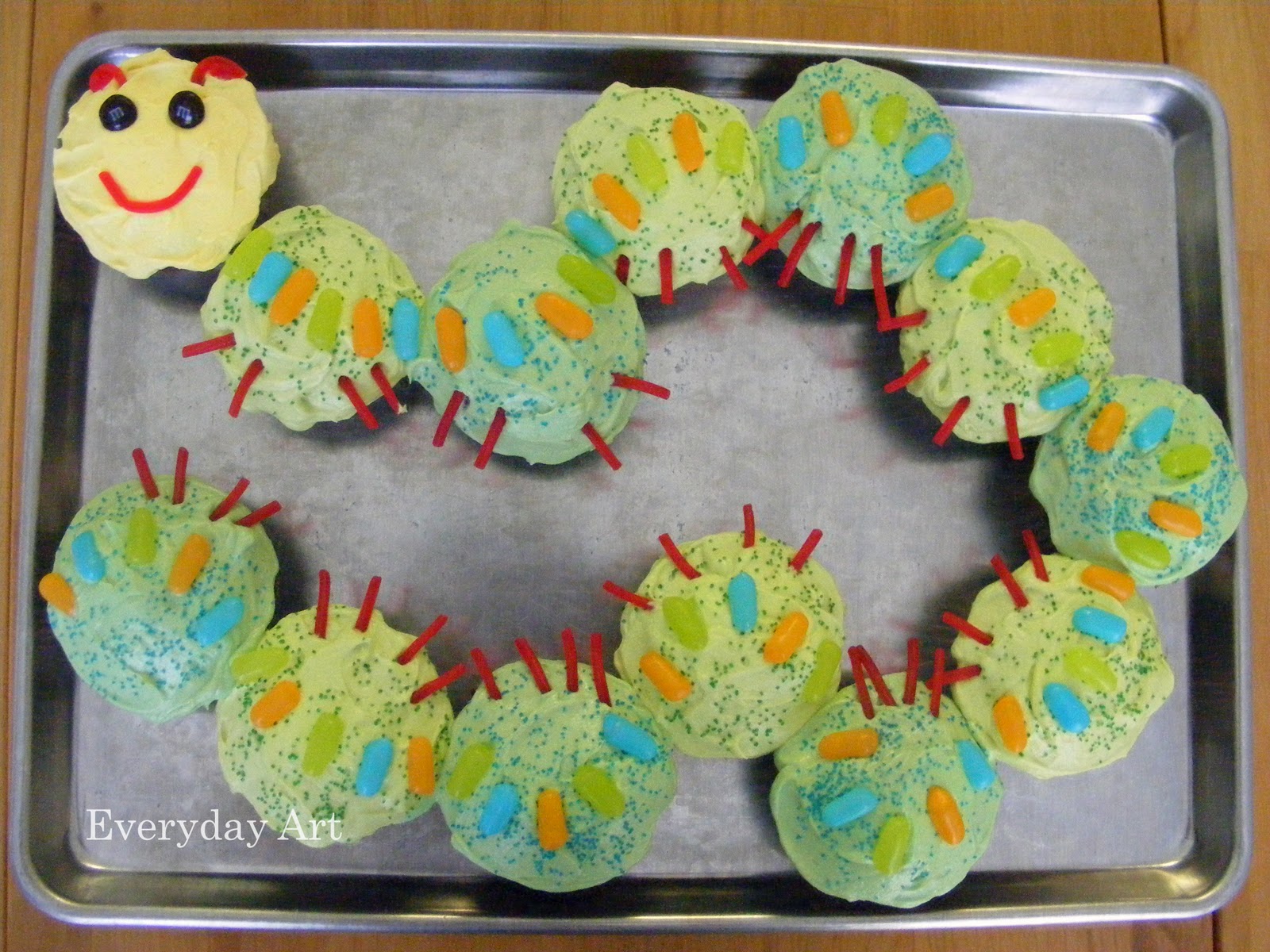 Caterpillar Cake Made With Cupcakes