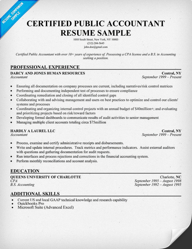 Chartered Accountant Cv Example