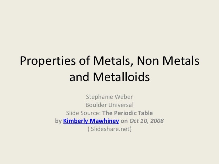 Chemical Properties Of Metals Nonmetals And Metalloids