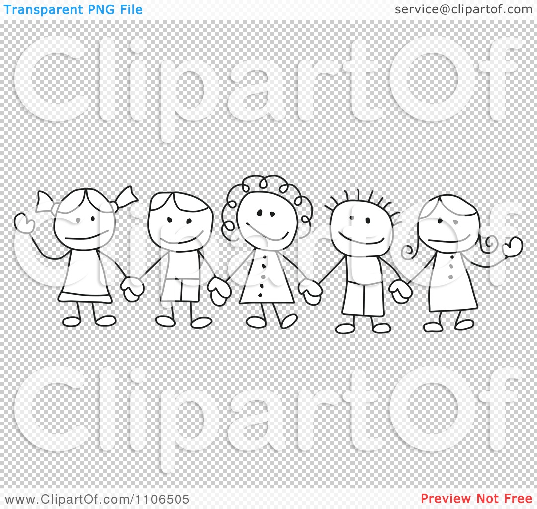 Children Clip Art Black And White Free