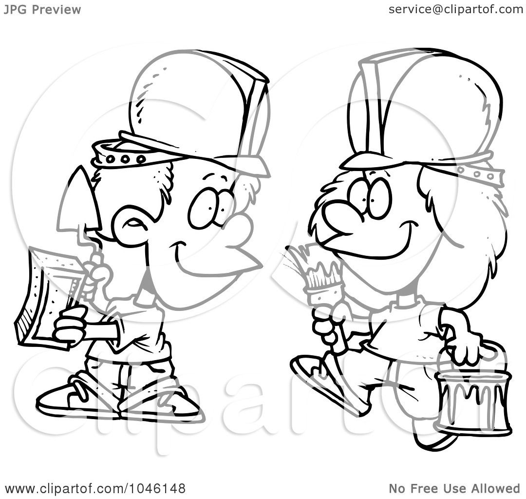 Children Clip Art Black And White Free