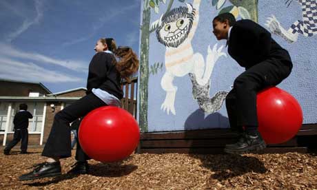 Children Playing At School Outside