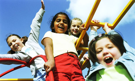 Children Playing At School Outside