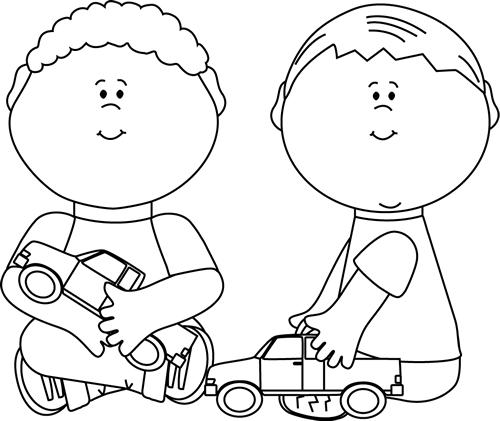 Children Playing Clipart Black And White