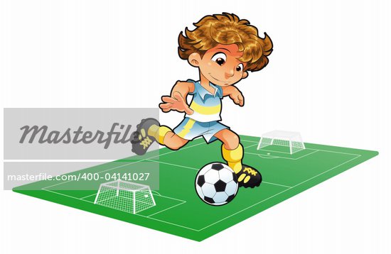 Children Playing Football Cartoon