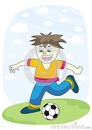 Children Playing Football Cartoon