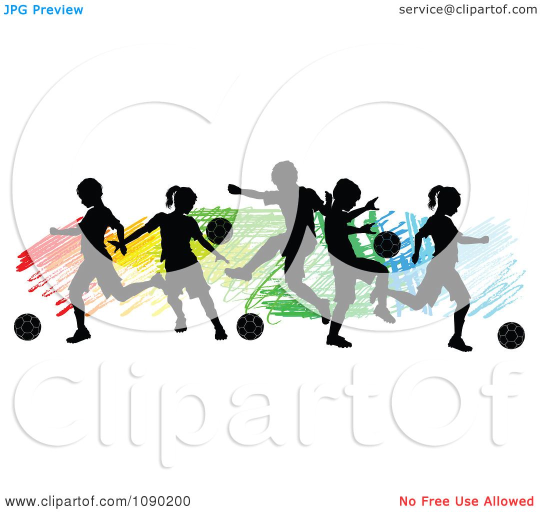 Children Playing Football Clipart