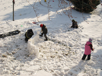 Children Playing Outside In Winter