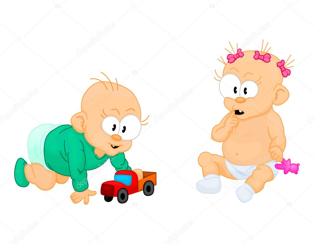 Children Playing With Toys Cartoon