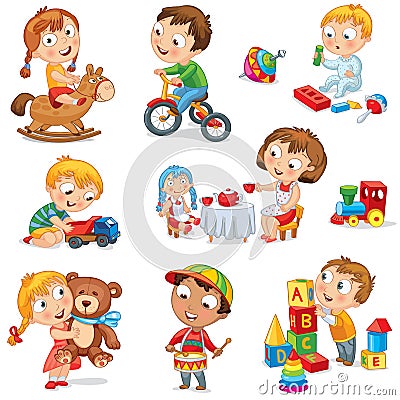 Children Playing With Toys Cartoon