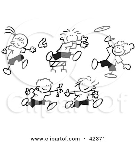 Children Reading Clip Art Black And White