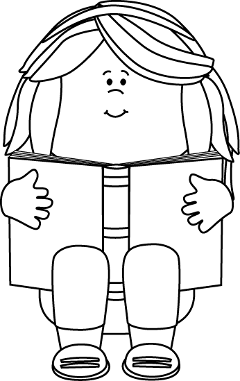 Children Reading Clip Art Black And White