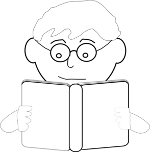 Children Reading Clip Art Black And White