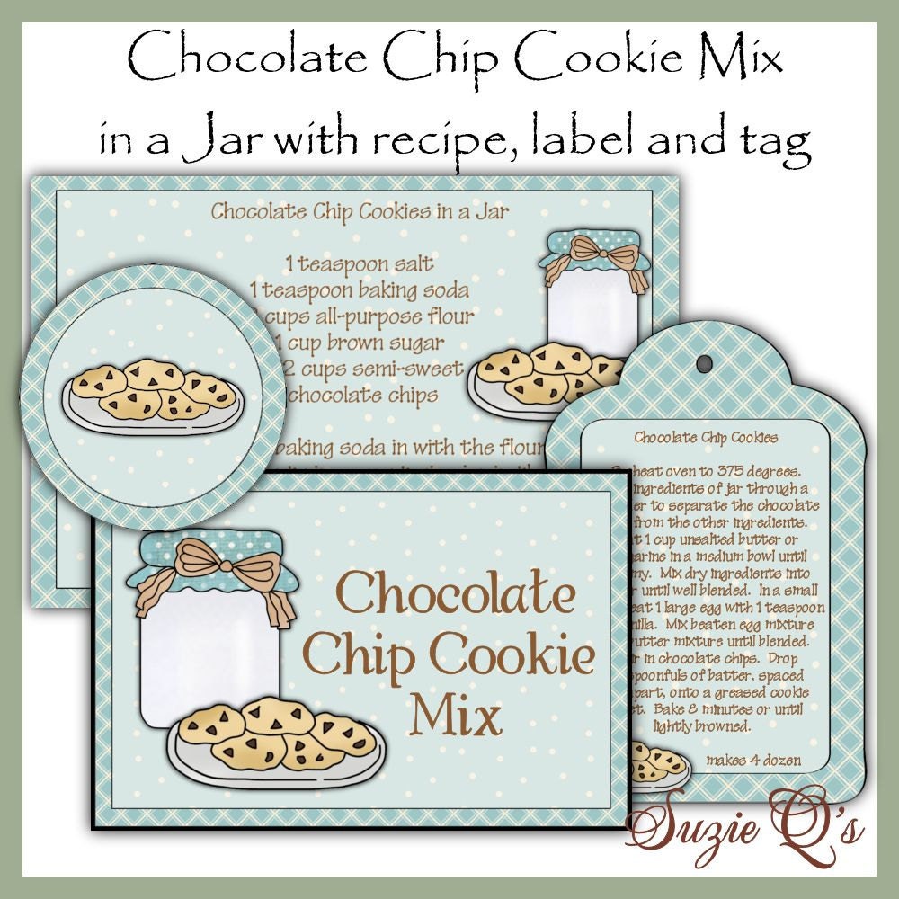 Chocolate Chip Cookies In A Jar Labels