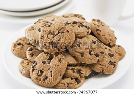 Chocolate Chip Cookies On A Plate