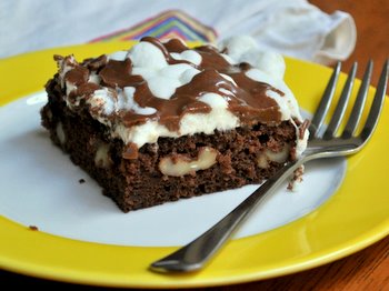 Chocolate Ice Cream Cake With Hazelnuts And Marshmallow Swirl