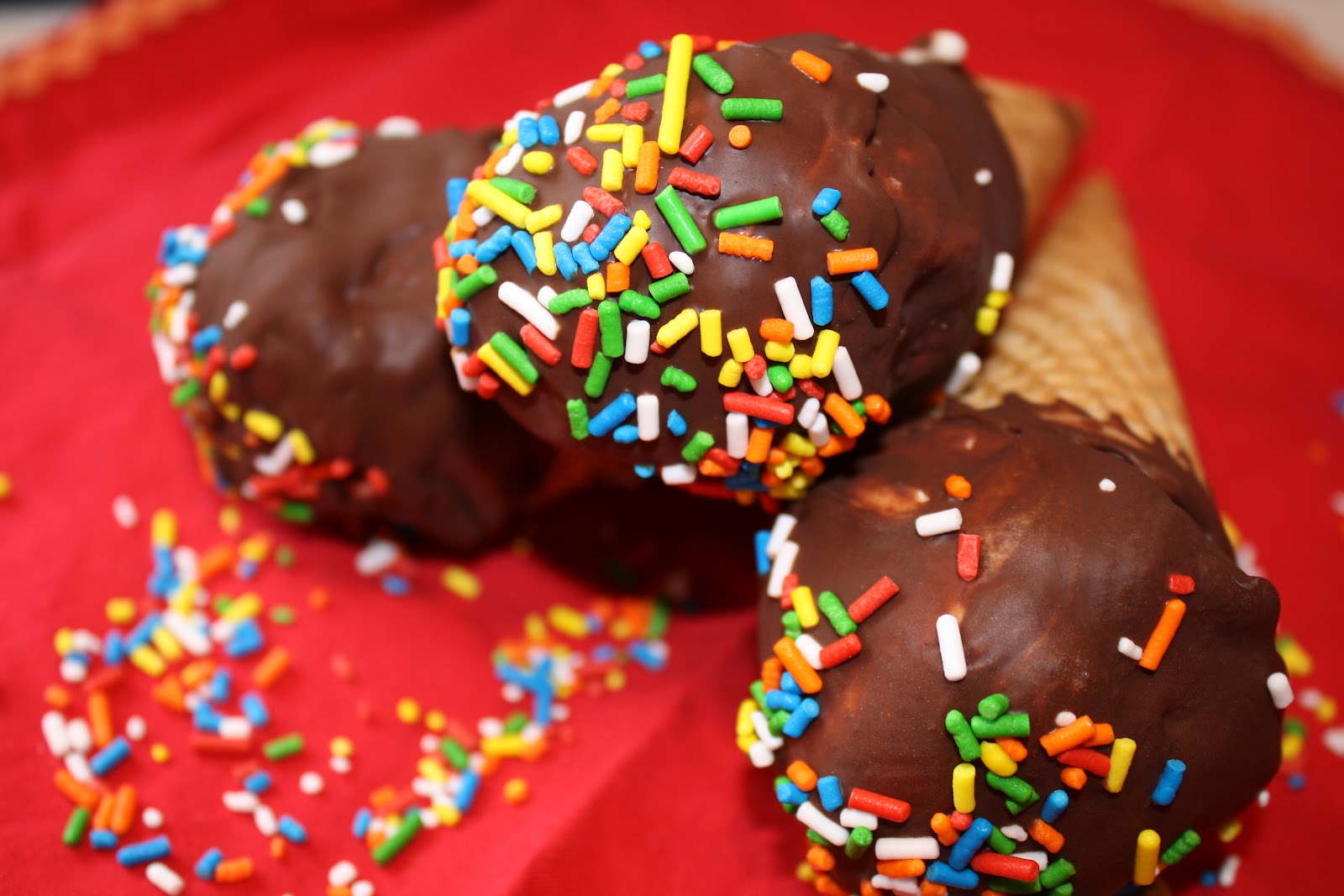 Chocolate Ice Cream Cone With Sprinkles