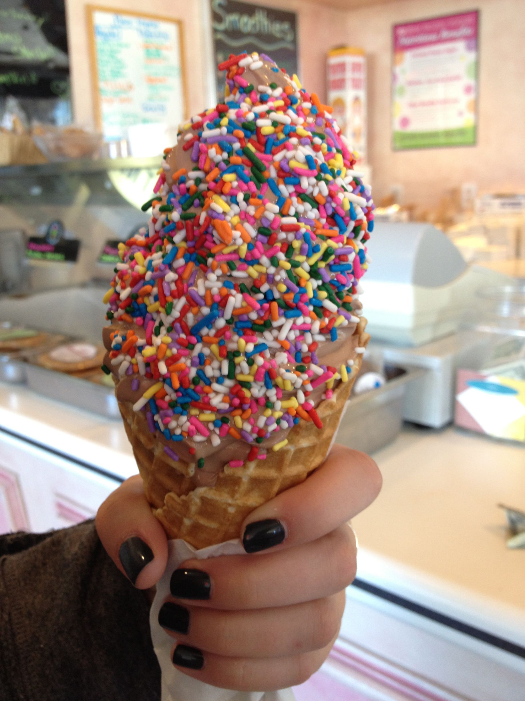 Chocolate Ice Cream Cone With Sprinkles