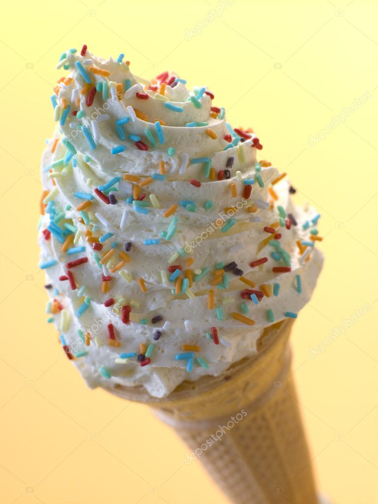 Chocolate Ice Cream Cone With Sprinkles