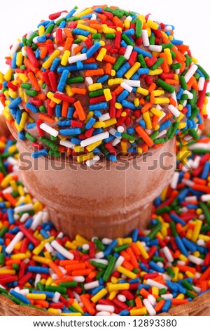 Chocolate Ice Cream Cone With Sprinkles