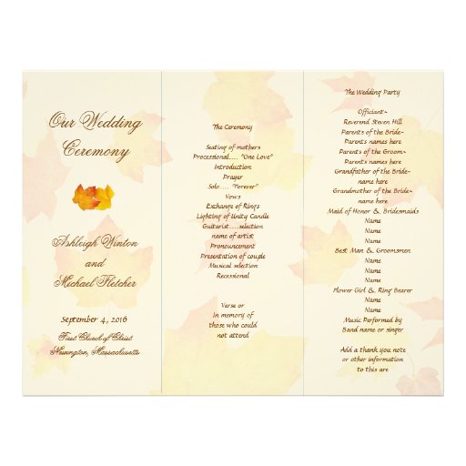 Christian Wedding Ceremony Program Template