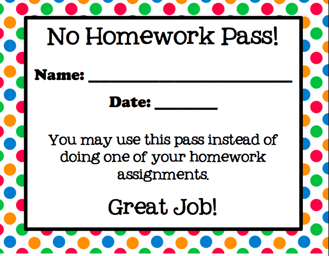 Christmas Homework Pass Printables