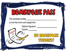 Christmas Homework Pass Printables