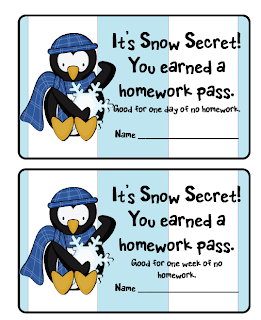 Christmas Homework Pass Printables