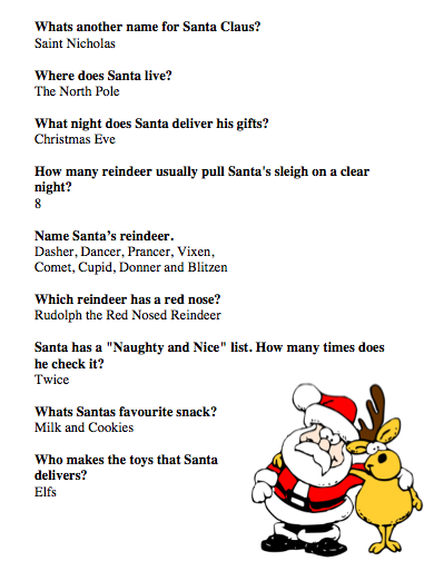 Christmas Quiz Questions For Kids Printable