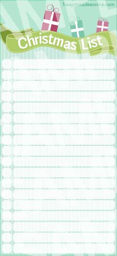 Christmas Shopping List Template