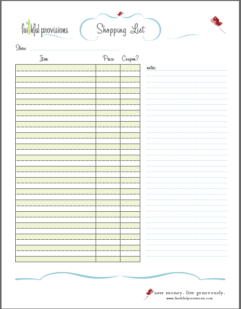 Christmas Shopping List Template