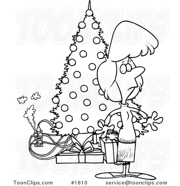 Christmas Tree Cartoon Drawing