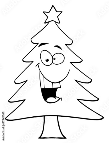 Christmas Tree Cartoon Outline