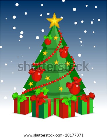 Christmas Tree Cartoon With Presents