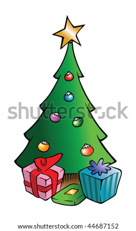 Christmas Tree Cartoon With Presents