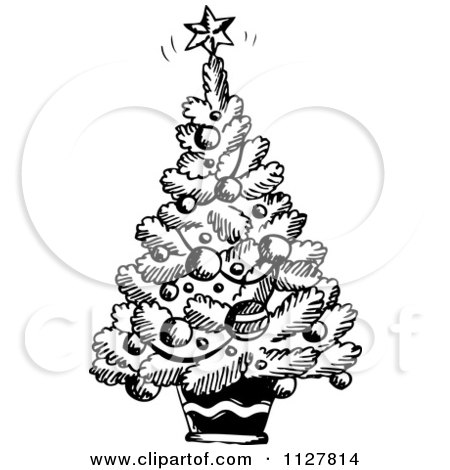 Christmas Tree Clip Art Free Black And White