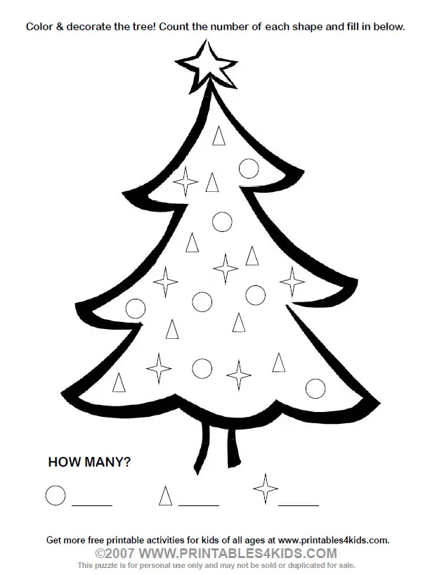 Christmas Tree Pictures For Kids To Color