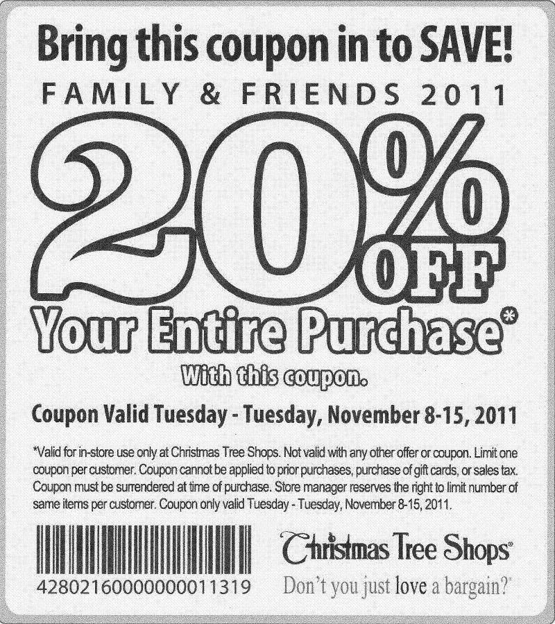 Christmas Tree Shop Coupons