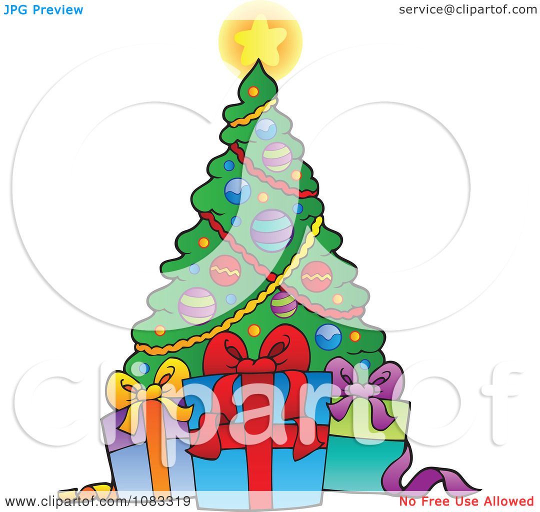 Christmas Tree With Presents Cartoon