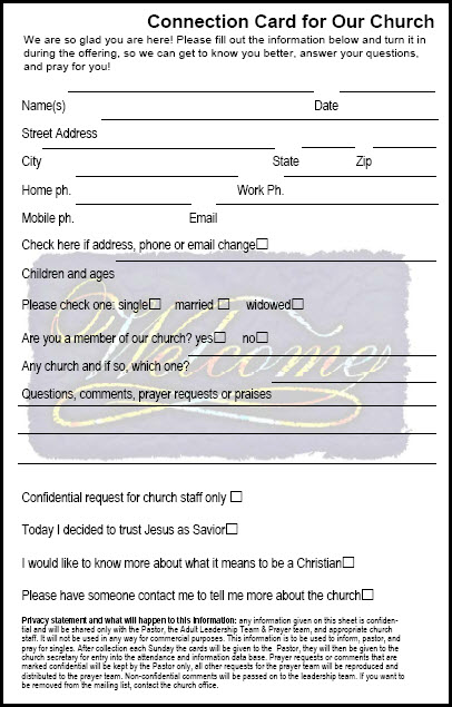 Church Membership Card Template