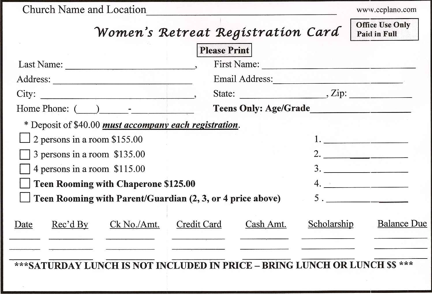 Church Membership Form Sample