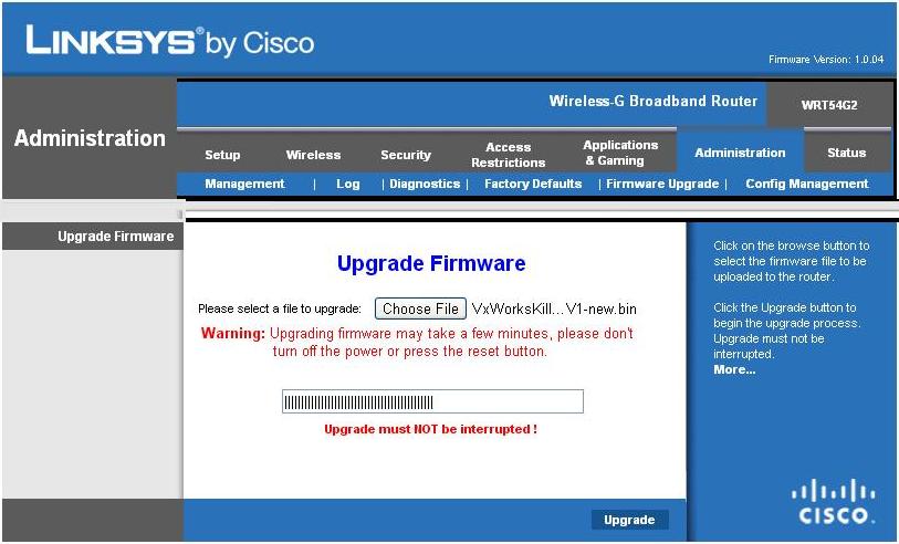 Cisco Linksys Wrt54g2 Firmware Upgrade