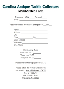 Club Membership Form Format