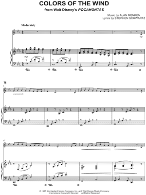 Colors Of The Wind Sheet Music With Lyrics