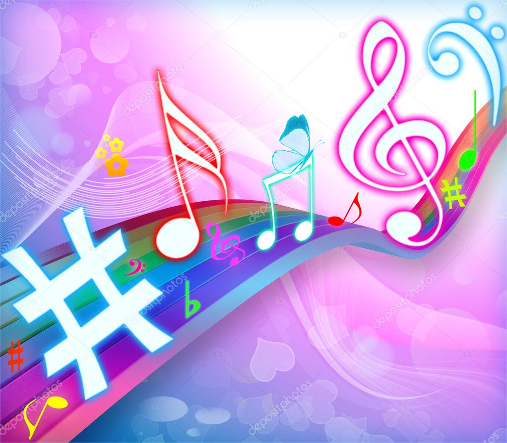 Colourful Music Notes Background