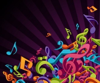 Colourful Music Notes Wallpaper