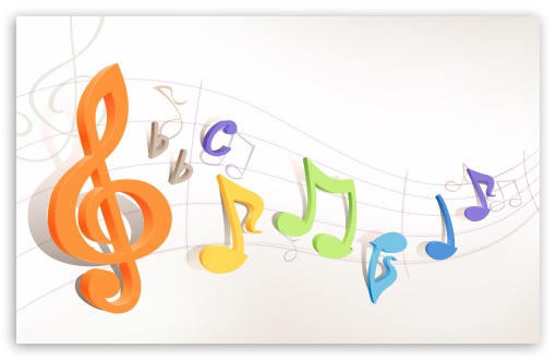 Colourful Music Notes Wallpaper