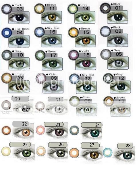 Contact Lenses Color Chart