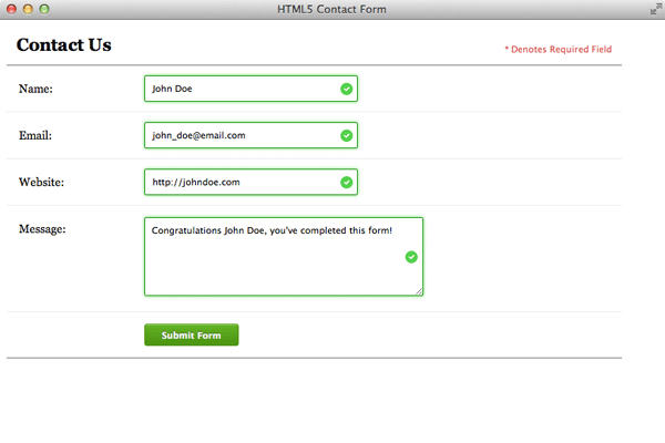 Contact Us Form Html 5